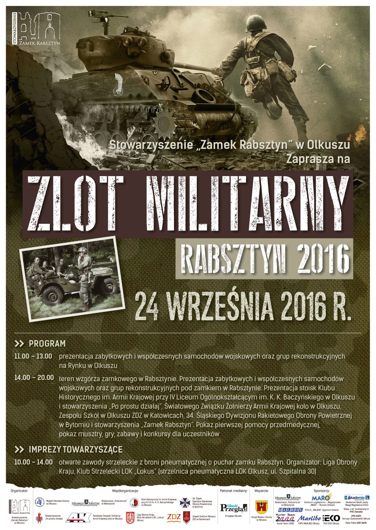 Militarny zlot pod zamkiem Rabsztyn.